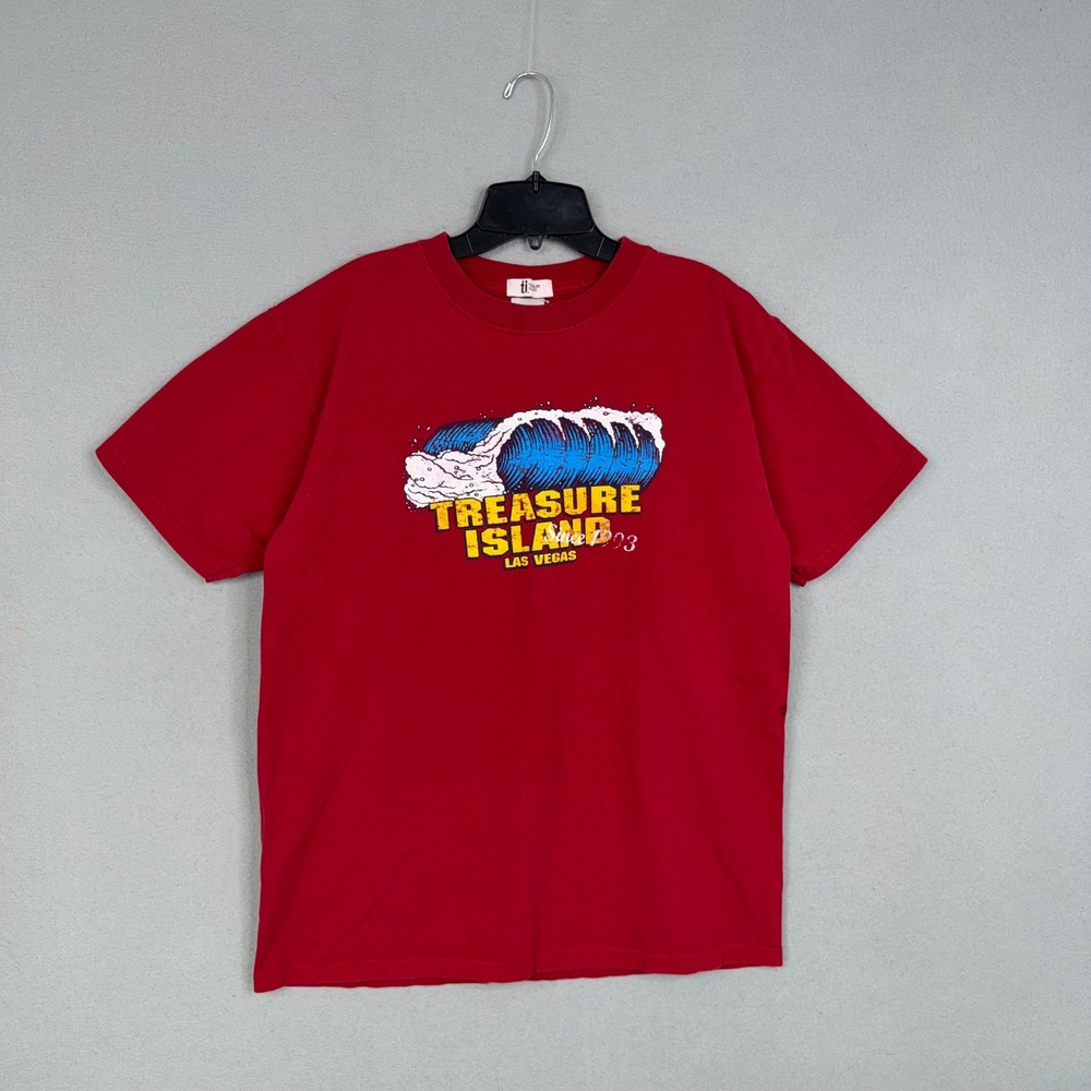 Vintage Treasure Island Shirt Mens Large Graphic Wave Las Vegas Souvenir Travel